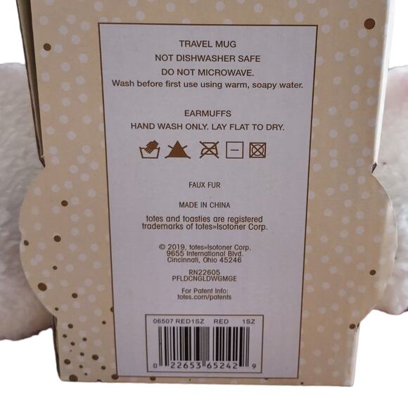 Totes Toasties Ceramic Travel Lidded Mug Earmuffs Reindeer Holiday Gift Box Set - Picture 6 of 6
